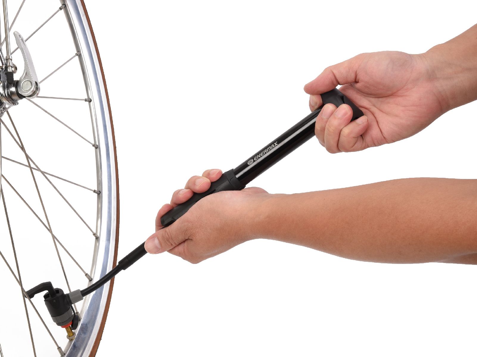 攜帶式打氣筒mini air pump/前端氣嘴軟管購適用於各式自行車車胎，不受限制/ENERMAX安耐美健康科技